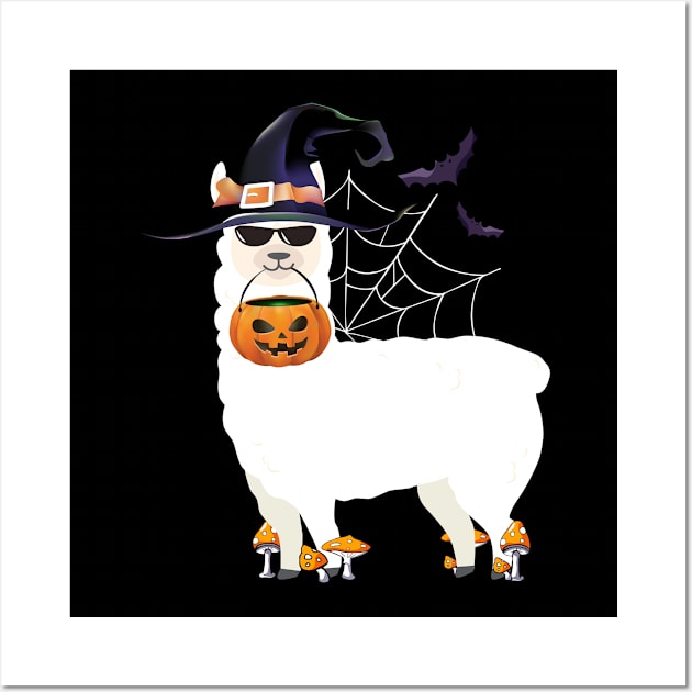 Happy Llamaween funny Halloween Llama costume gift Wall Art by foxmqpo